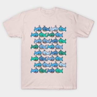 Cute and Colorful Kids Whale Pattern T-Shirt